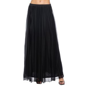 Marina Elastic Waist Pleated Chiffon Skirt Black/XL, X-Large